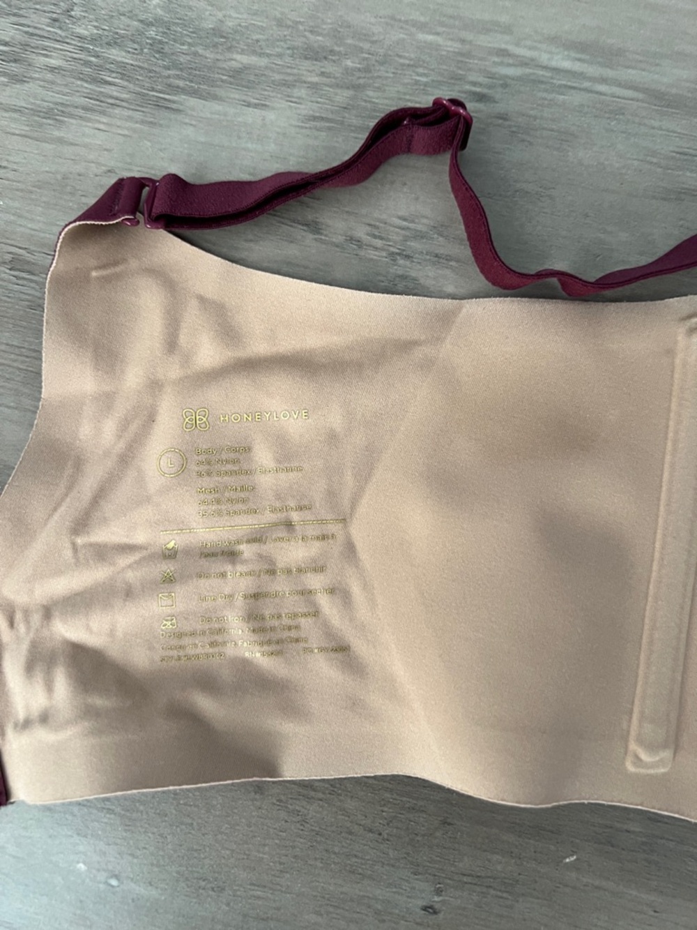 Honeylove Burgundy Wireless Bra - Picture 2 of 3